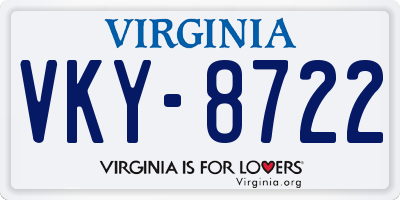 VA license plate VKY8722