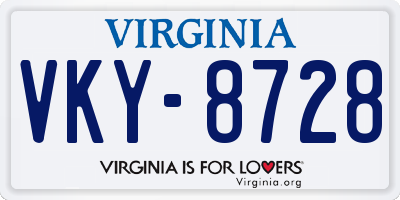 VA license plate VKY8728