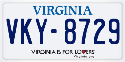 VA license plate VKY8729