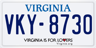VA license plate VKY8730