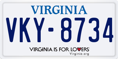VA license plate VKY8734