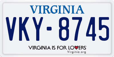 VA license plate VKY8745