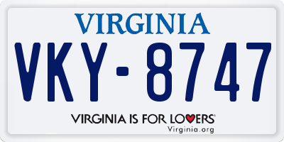 VA license plate VKY8747