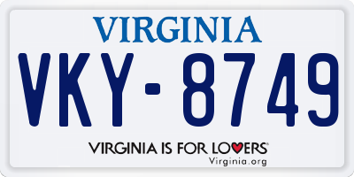 VA license plate VKY8749
