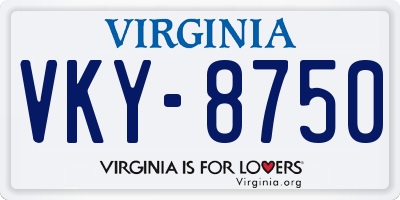 VA license plate VKY8750