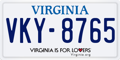 VA license plate VKY8765