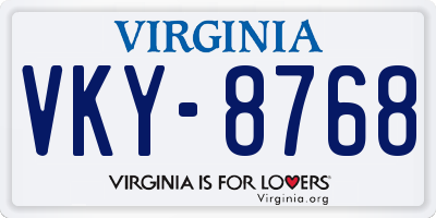 VA license plate VKY8768