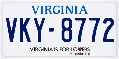 VA license plate VKY8772