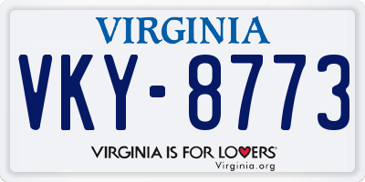 VA license plate VKY8773