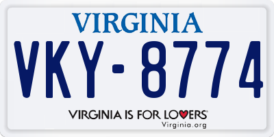 VA license plate VKY8774