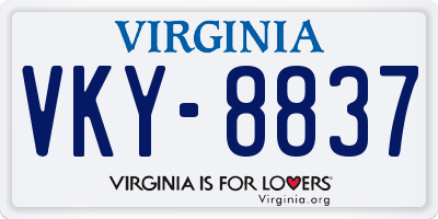 VA license plate VKY8837