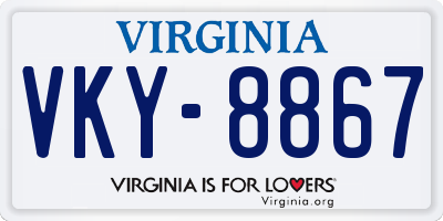 VA license plate VKY8867