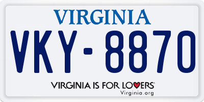 VA license plate VKY8870