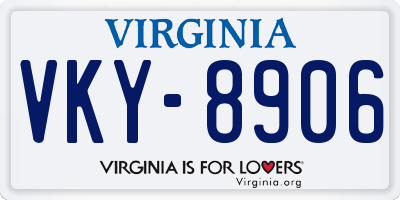 VA license plate VKY8906