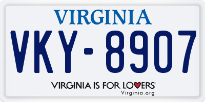 VA license plate VKY8907