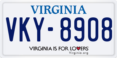 VA license plate VKY8908
