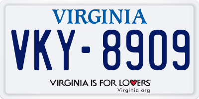VA license plate VKY8909