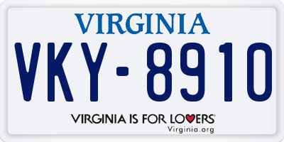 VA license plate VKY8910