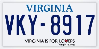 VA license plate VKY8917