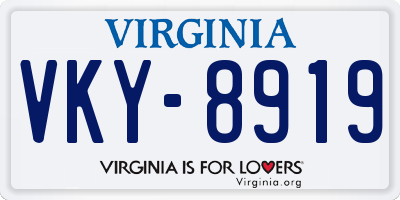 VA license plate VKY8919