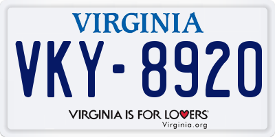 VA license plate VKY8920