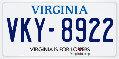VA license plate VKY8922