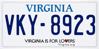VA license plate VKY8923