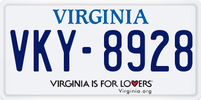 VA license plate VKY8928