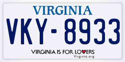 VA license plate VKY8933
