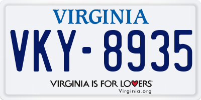 VA license plate VKY8935