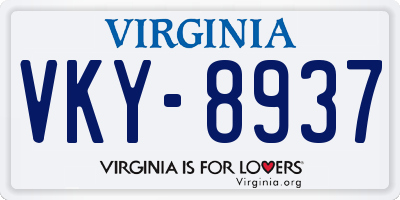 VA license plate VKY8937