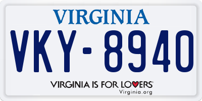 VA license plate VKY8940