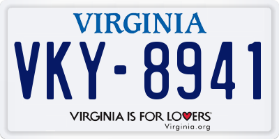 VA license plate VKY8941