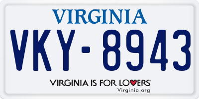 VA license plate VKY8943