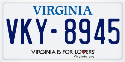 VA license plate VKY8945