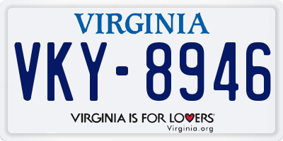 VA license plate VKY8946