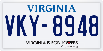 VA license plate VKY8948