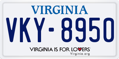 VA license plate VKY8950