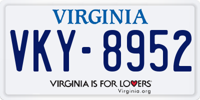VA license plate VKY8952