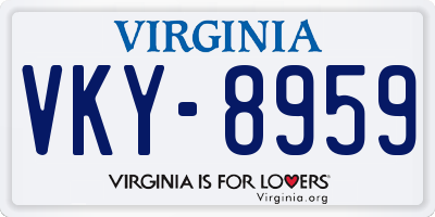 VA license plate VKY8959