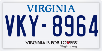 VA license plate VKY8964