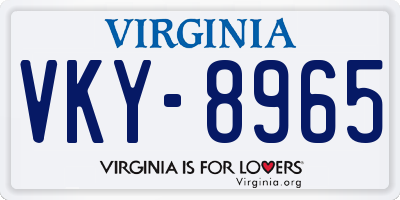 VA license plate VKY8965