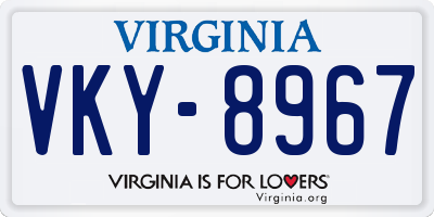 VA license plate VKY8967