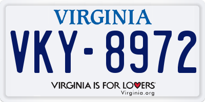 VA license plate VKY8972