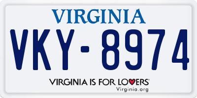 VA license plate VKY8974