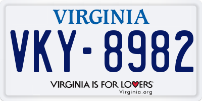 VA license plate VKY8982