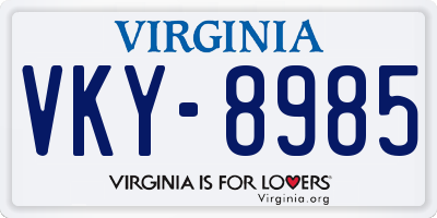 VA license plate VKY8985