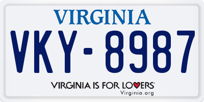 VA license plate VKY8987