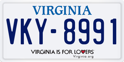 VA license plate VKY8991