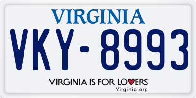 VA license plate VKY8993